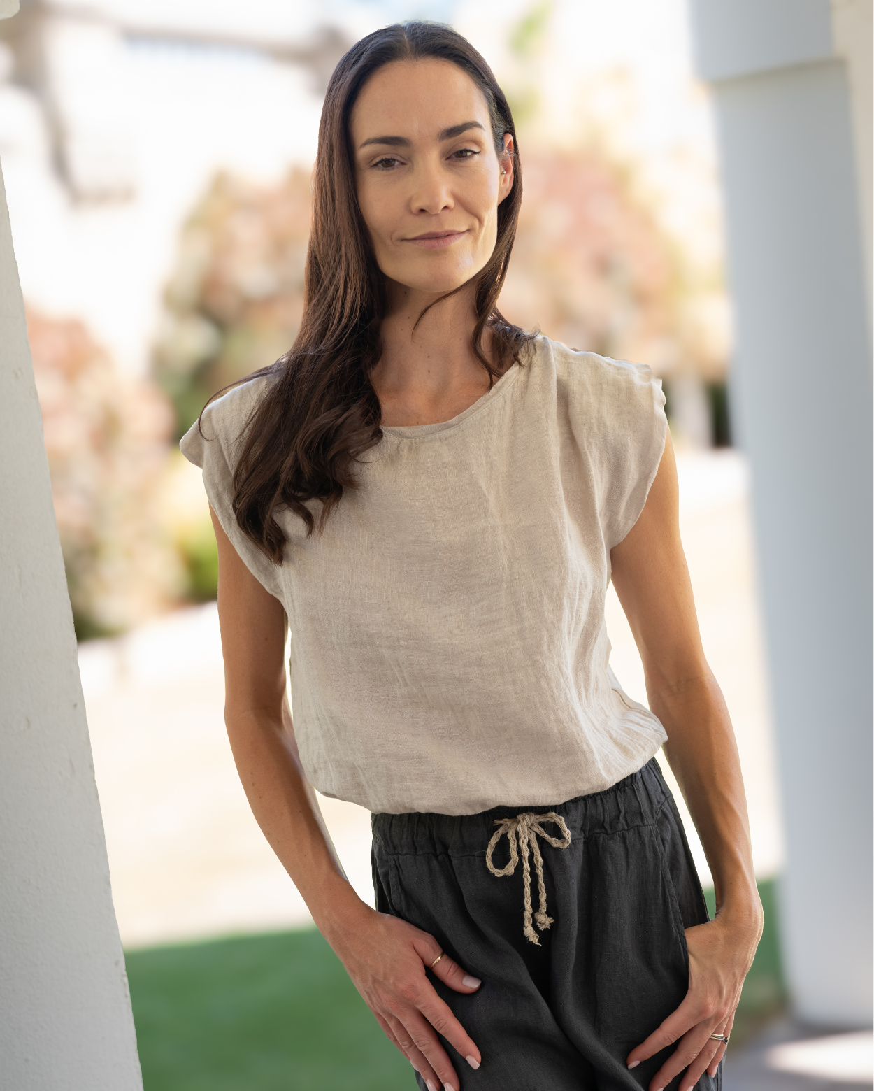 Sabine Linen Top - Natural