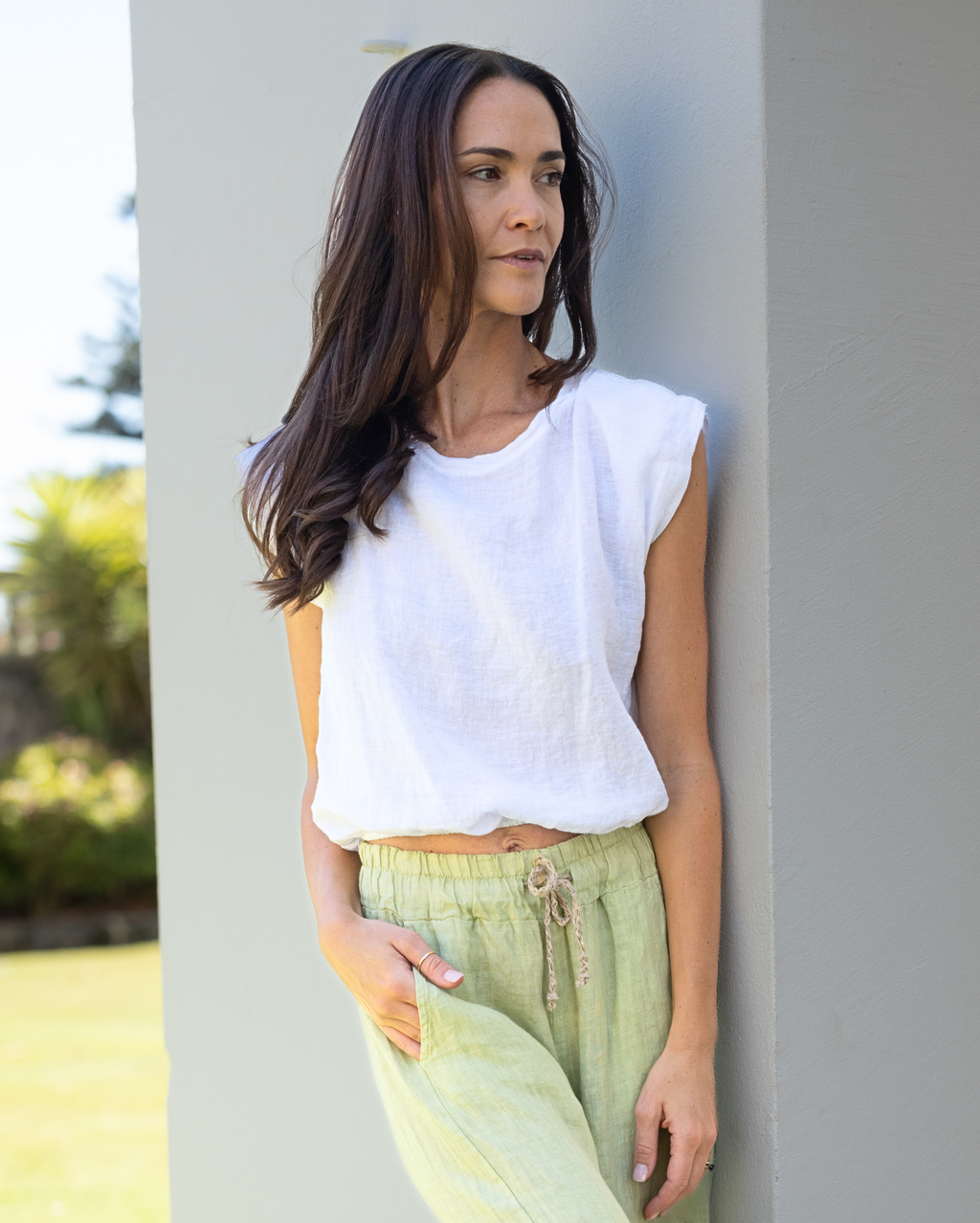 Sabine Linen Top - White