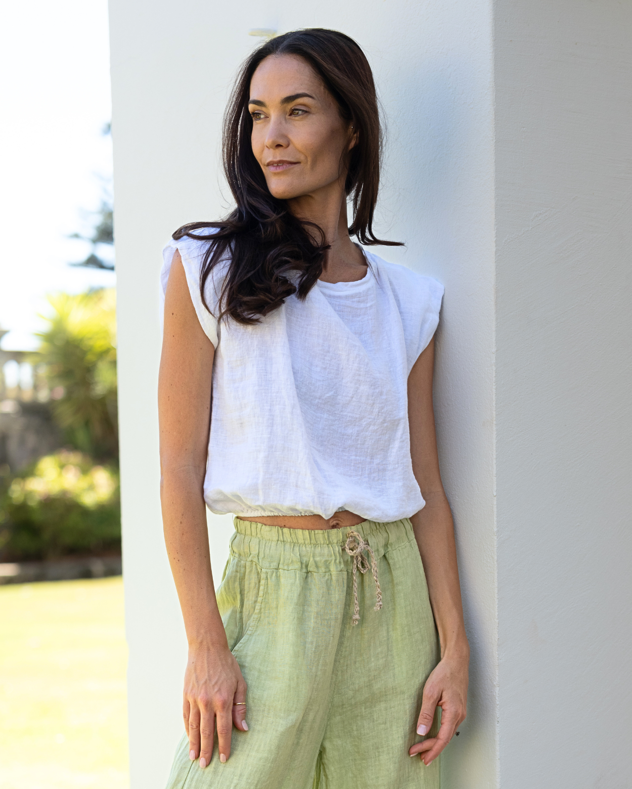 Sabine Linen Top - White