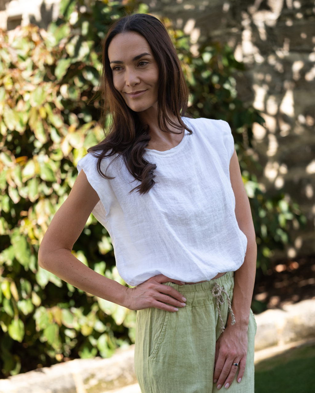 Sabine Linen Top - White