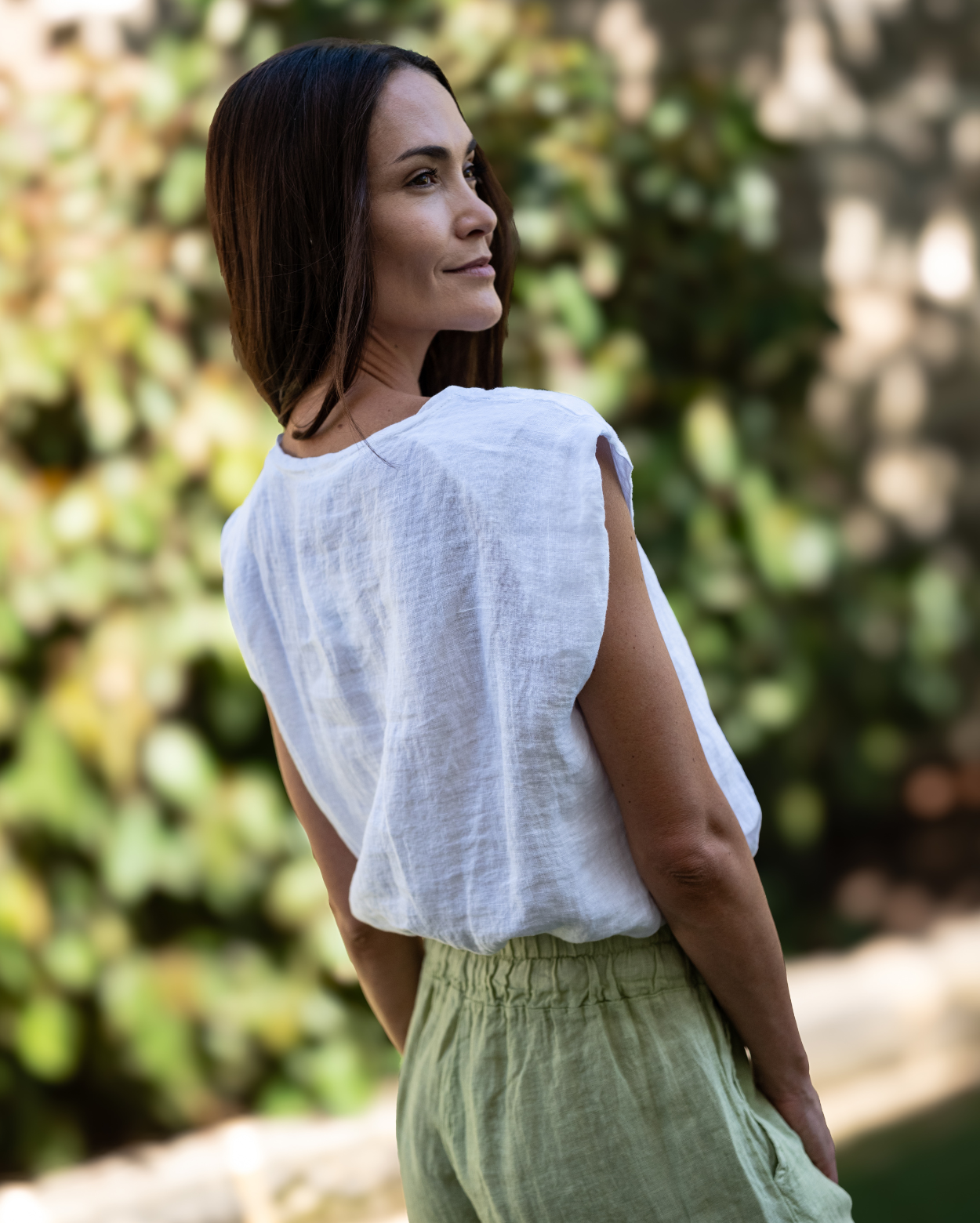 Sabine Linen Top - White