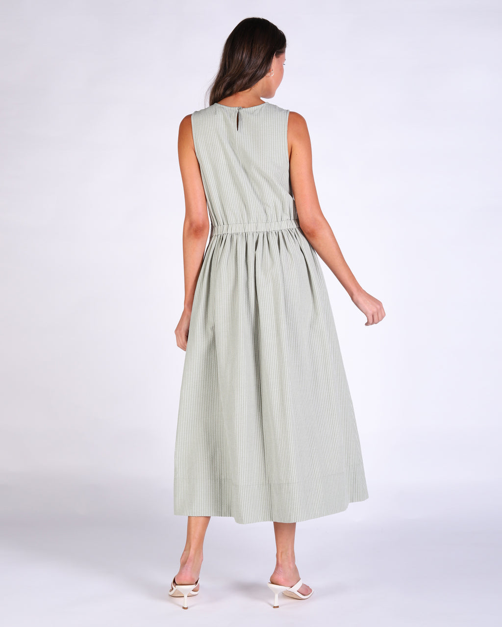 Tina Dress - Sage Stripe