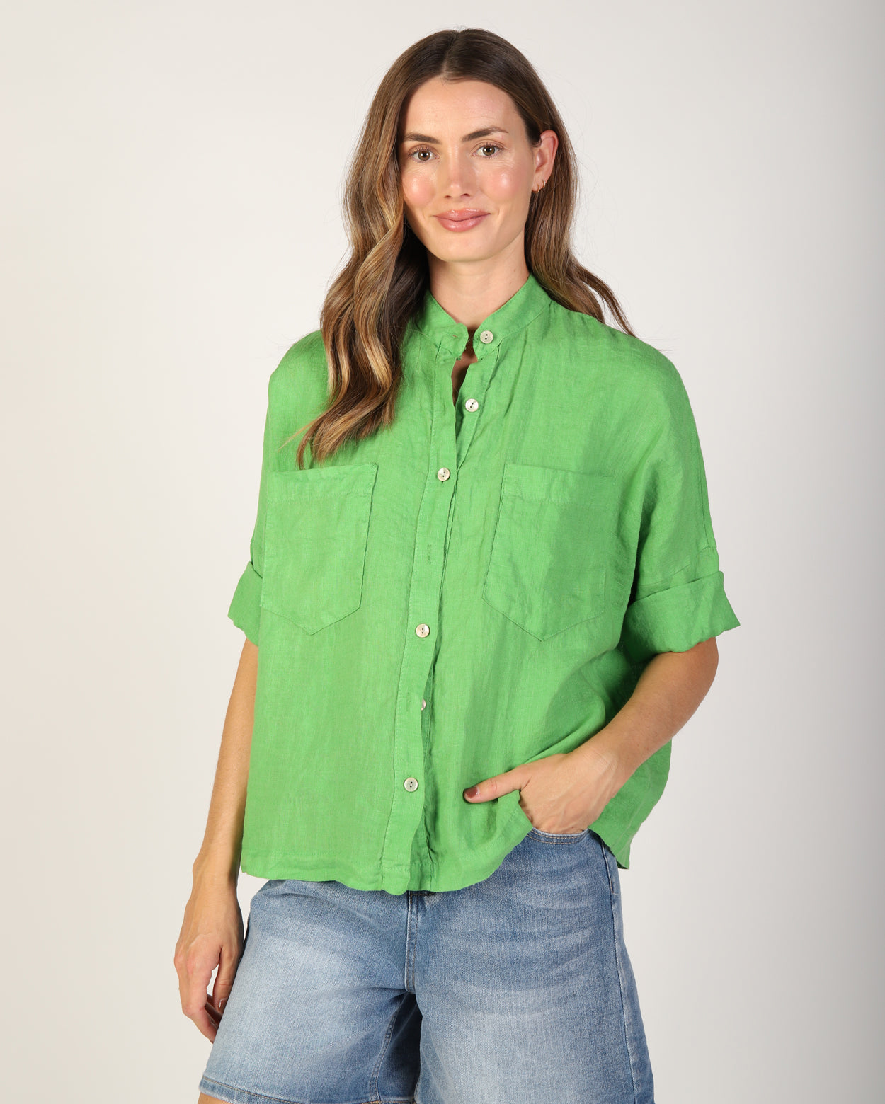 Savannah Linen Shirt - Emerald