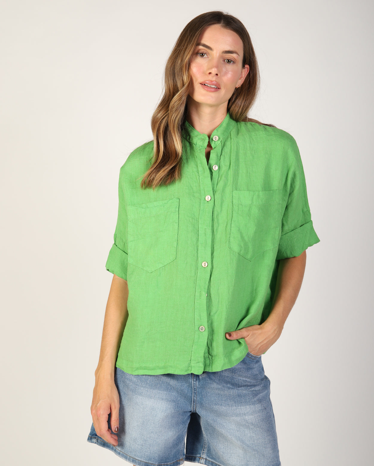 Savannah Linen Shirt - Emerald