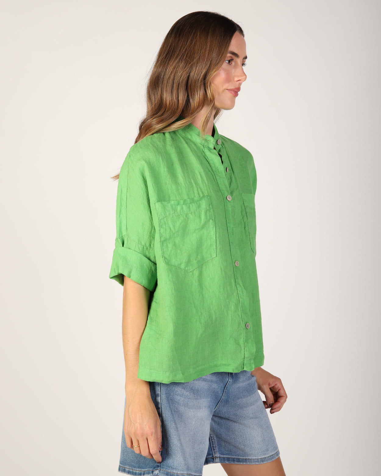 Savannah Linen Shirt - Emerald