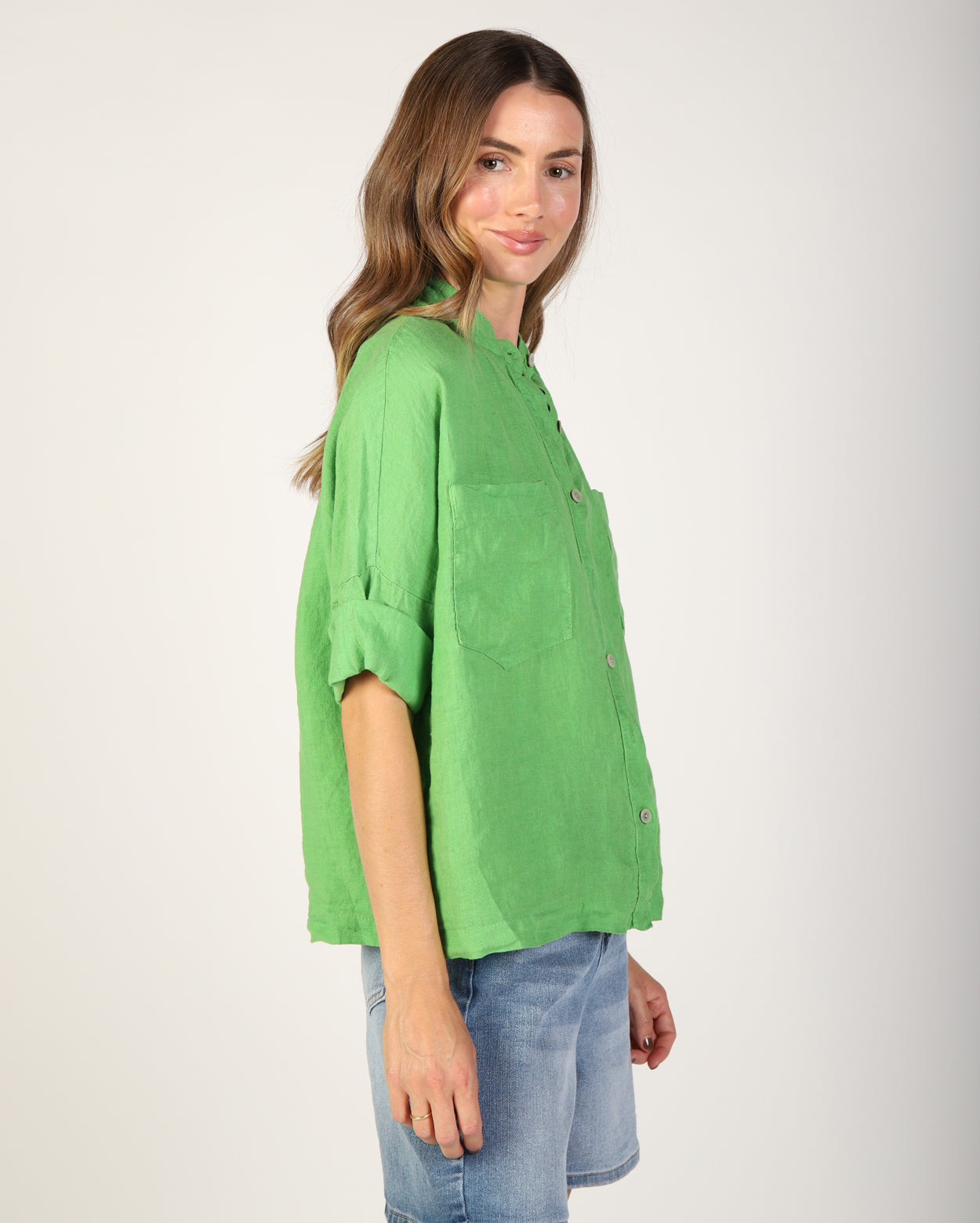 Savannah Linen Shirt - Emerald