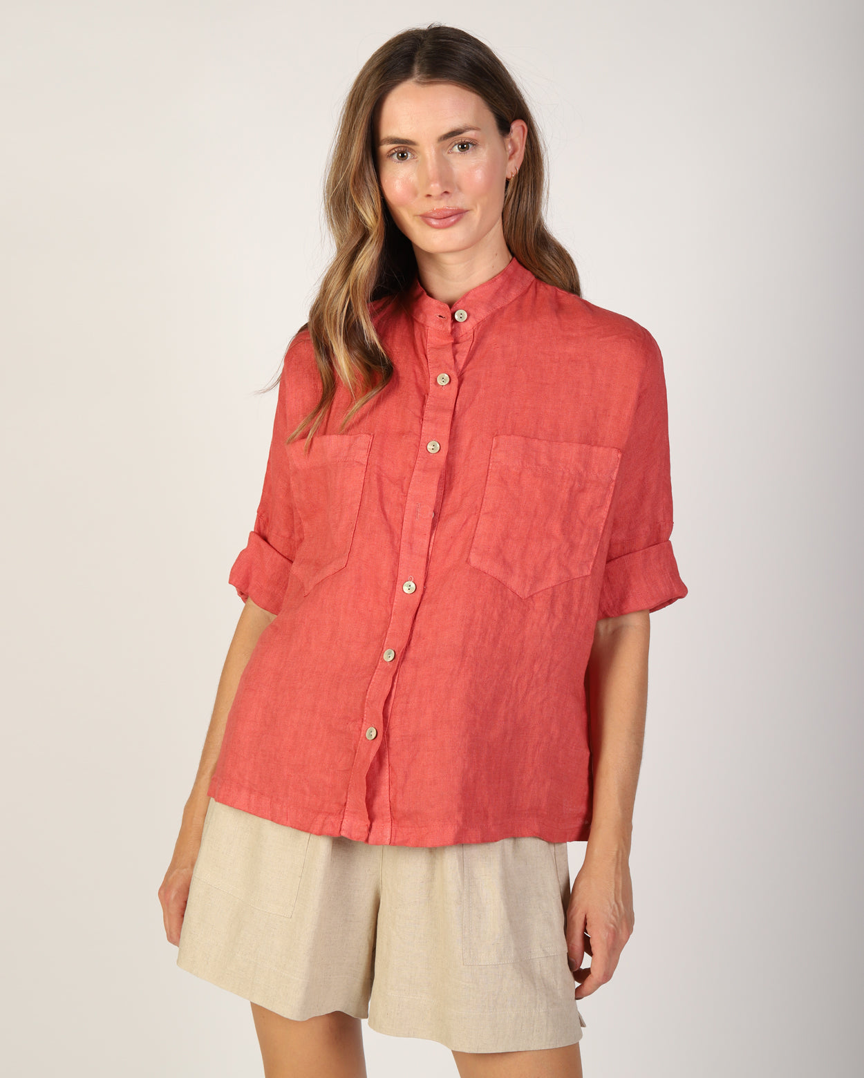 Savannah Linen Shirt - Rose