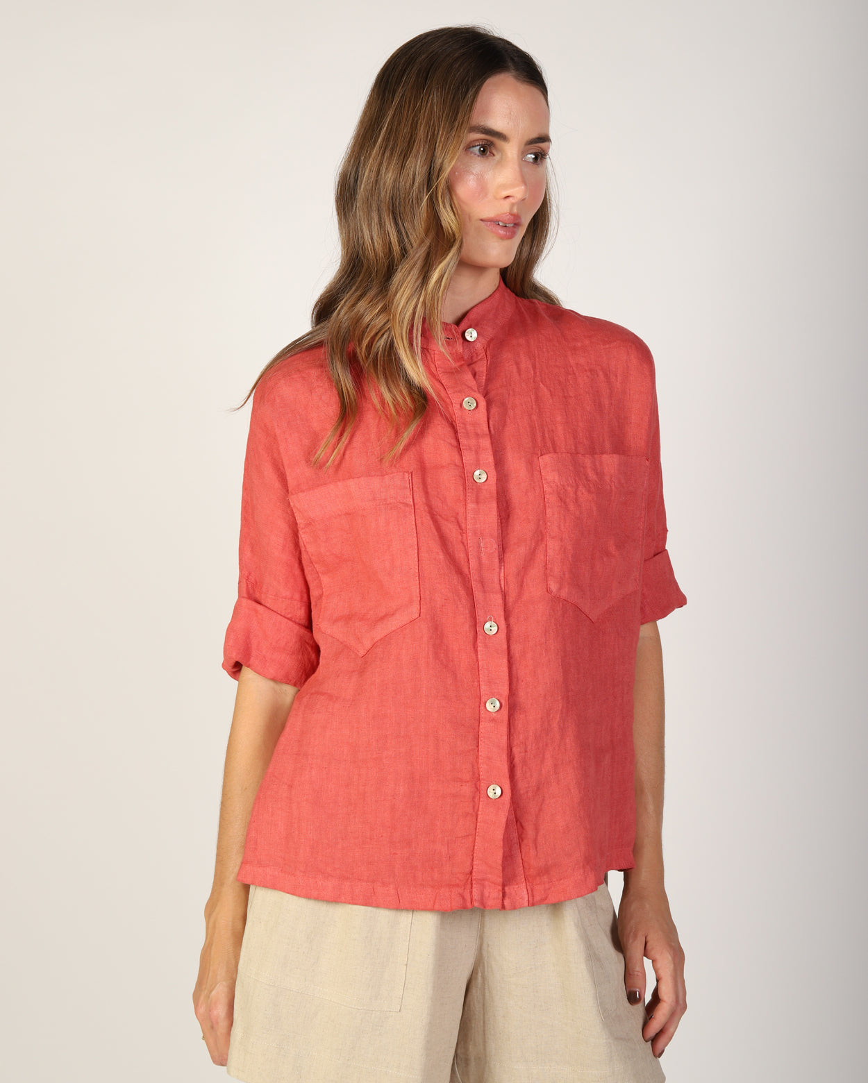 Savannah Linen Shirt - Rose