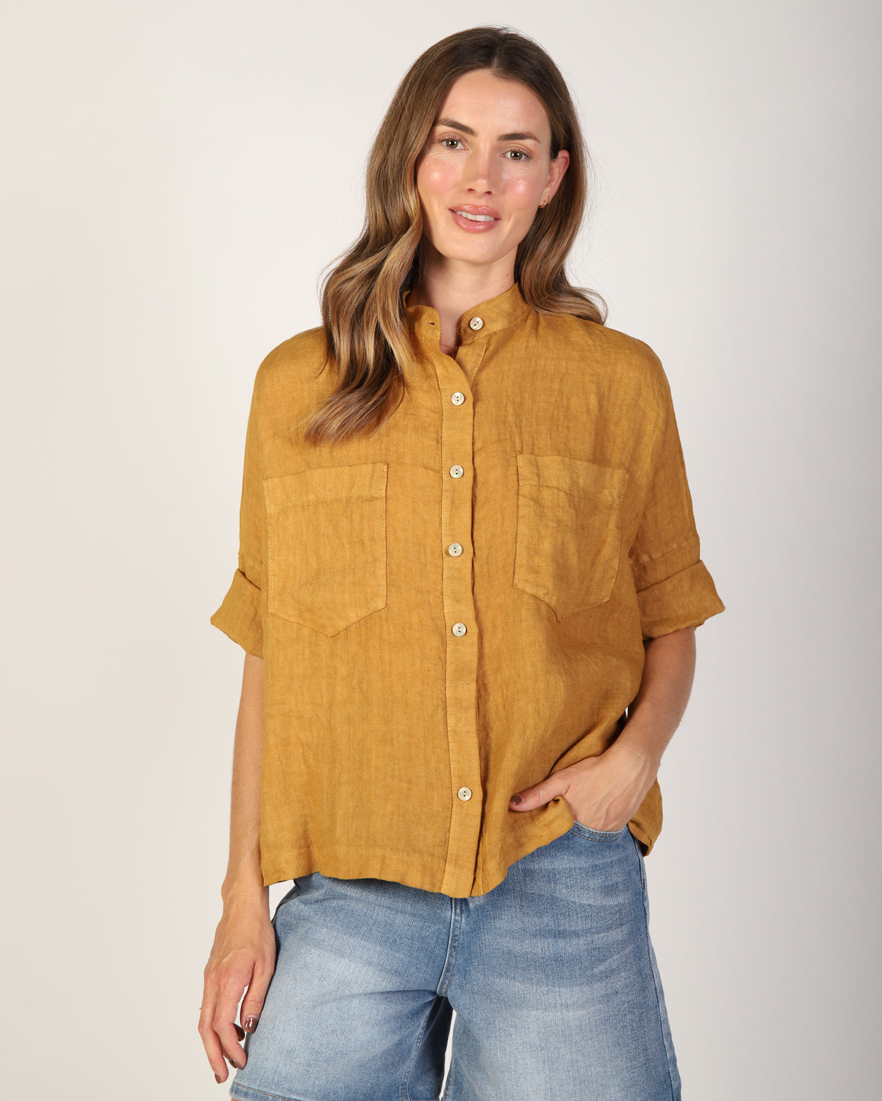 Savannah Linen Shirt - Tumeric