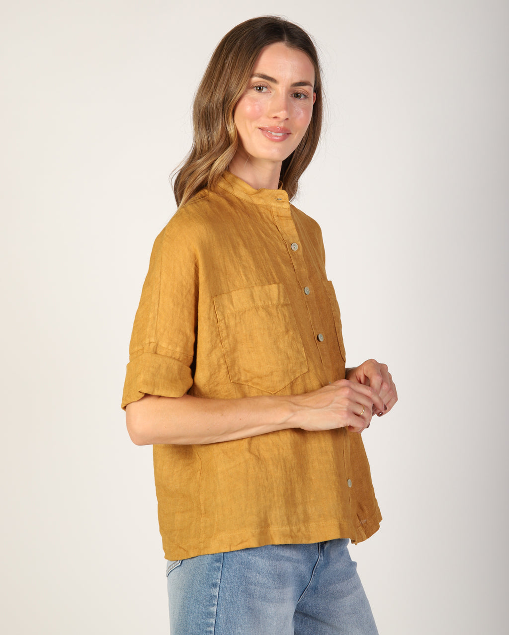 Savannah Linen Shirt - Tumeric