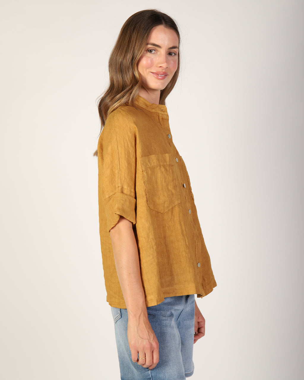 Savannah Linen Shirt - Tumeric