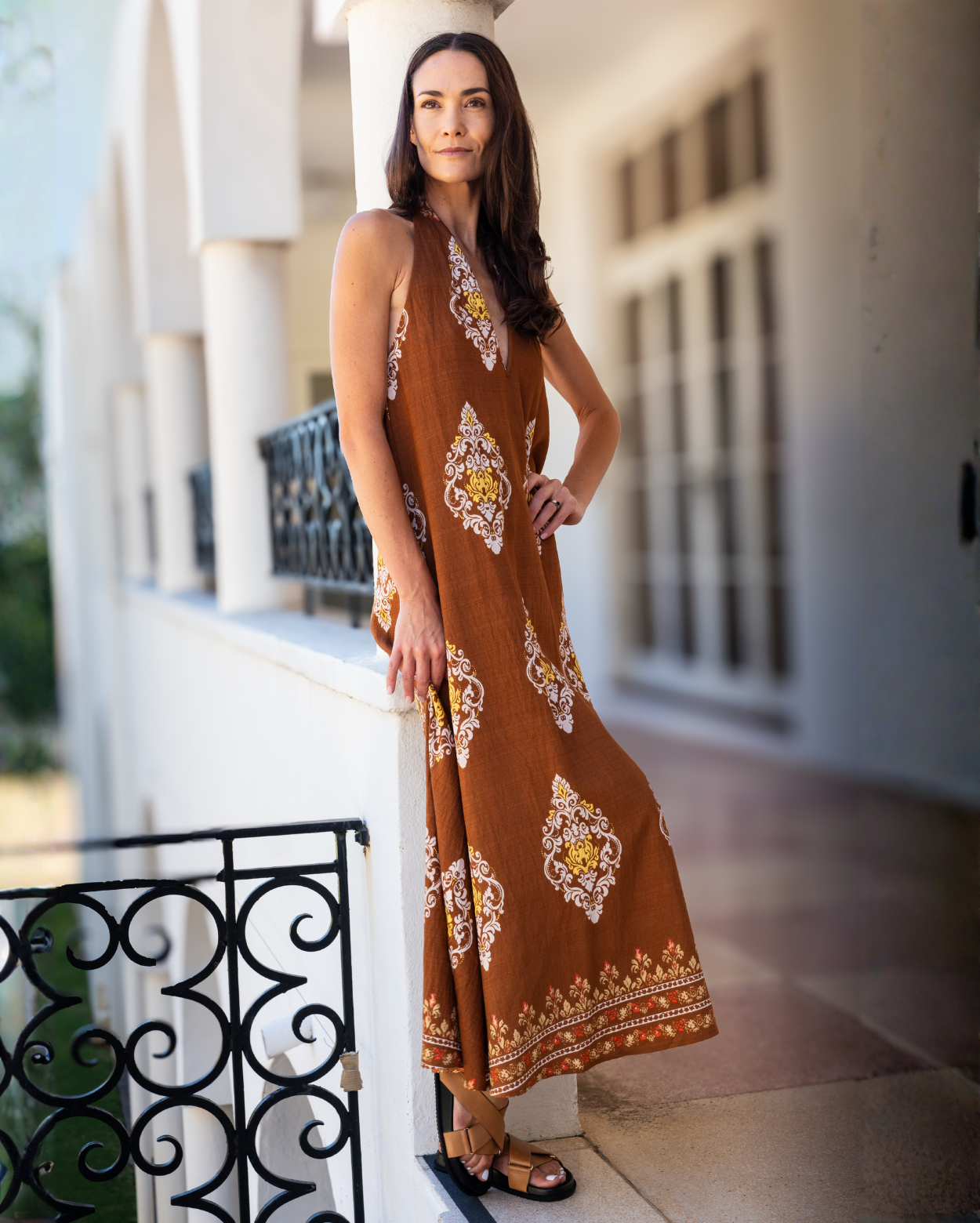 Printed Sylvie Dress - Brown