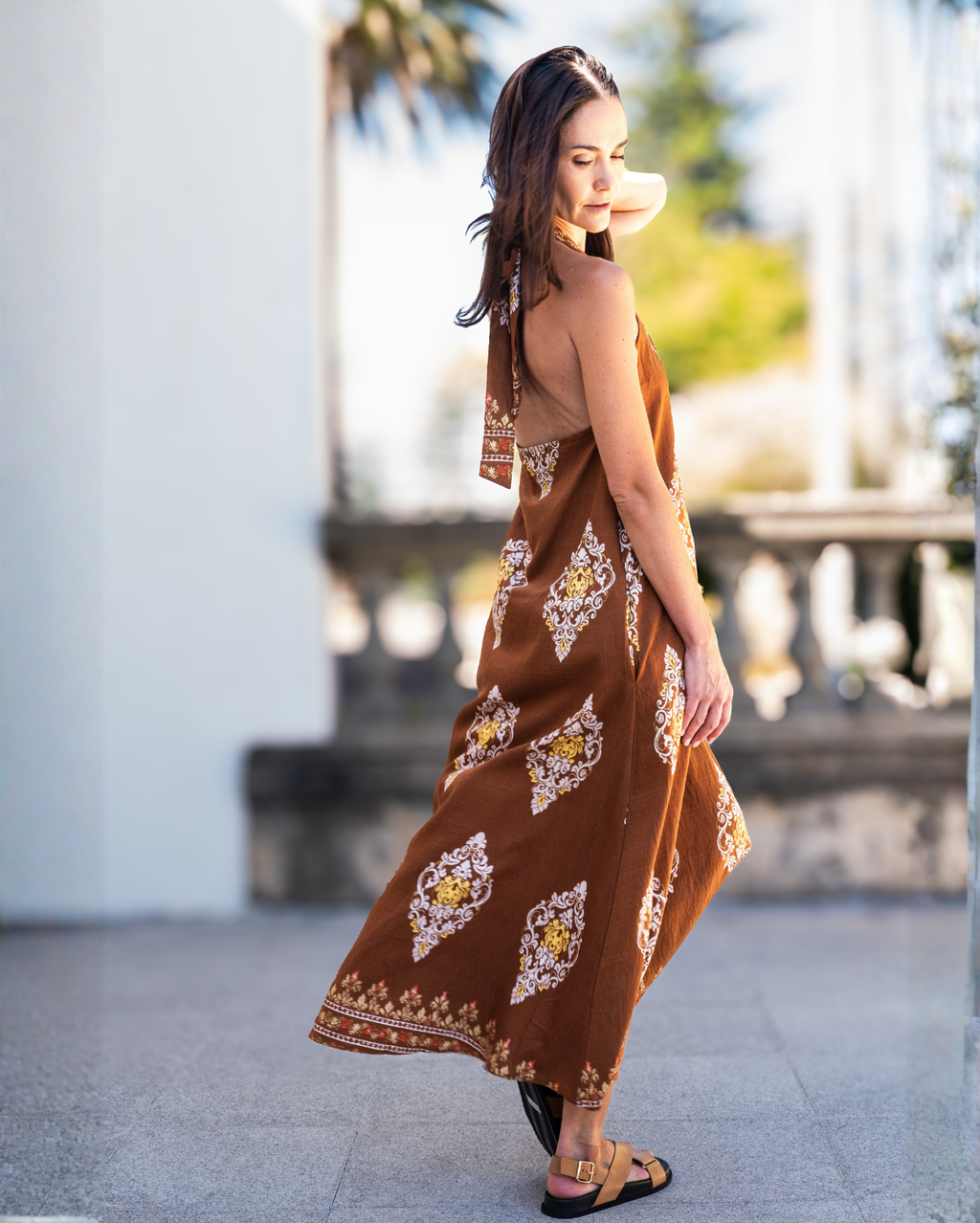 Printed Sylvie Dress - Brown