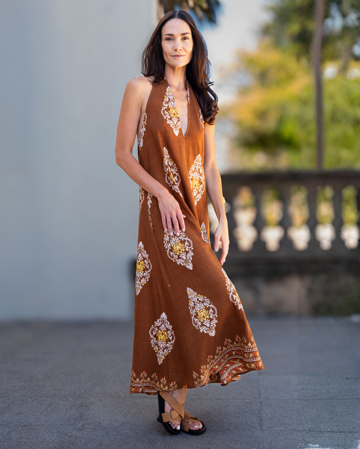 Printed Sylvie Dress - Brown