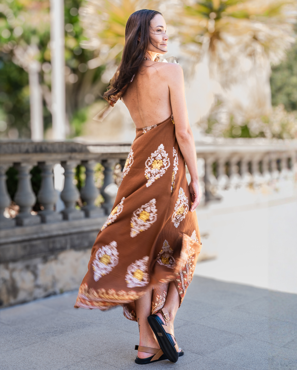 Printed Sylvie Dress - Brown