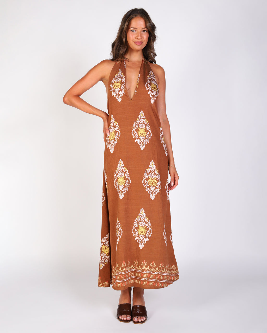 Printed Sylvie Dress - Brown