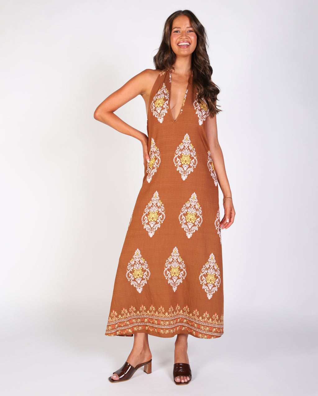 Printed Sylvie Dress - Brown