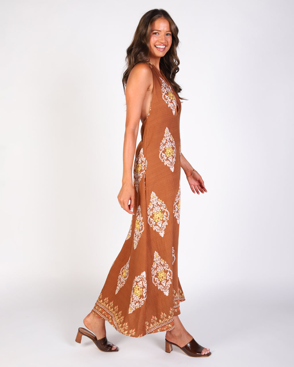 Printed Sylvie Dress - Brown