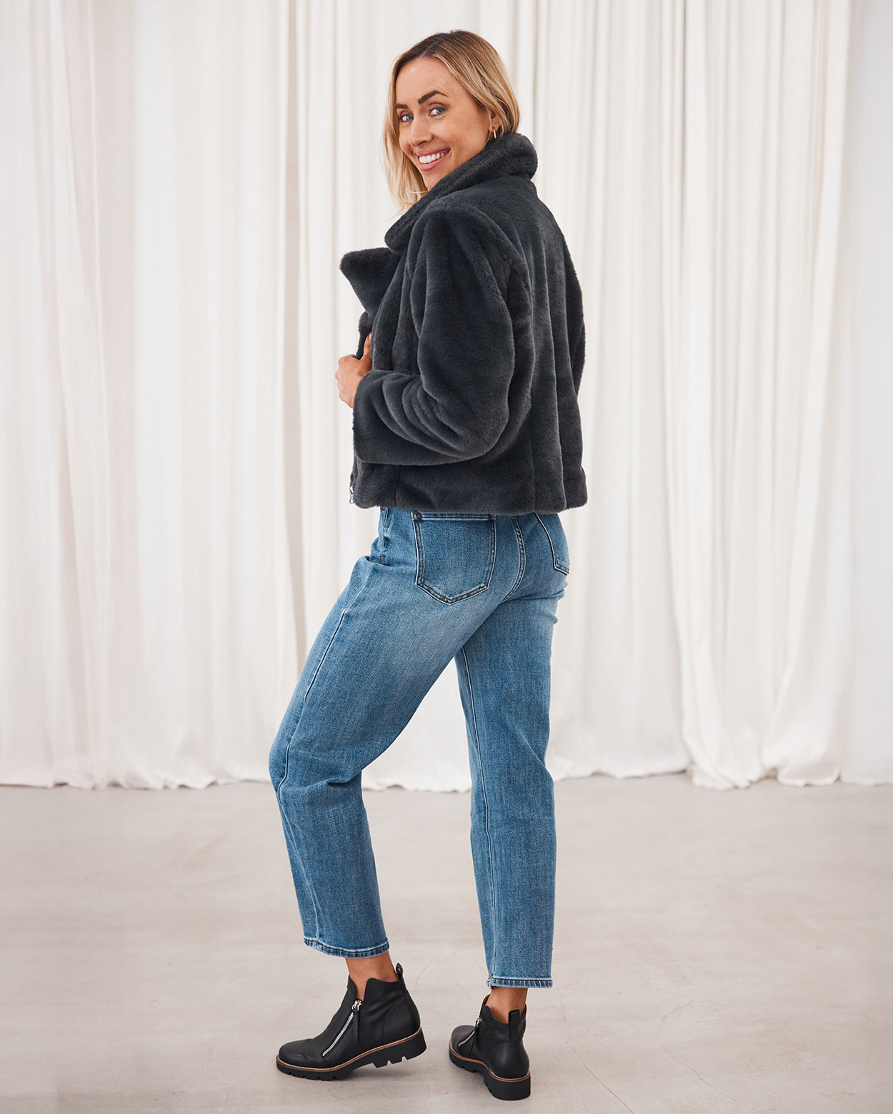 Blair Fur Jacket - Charcoal