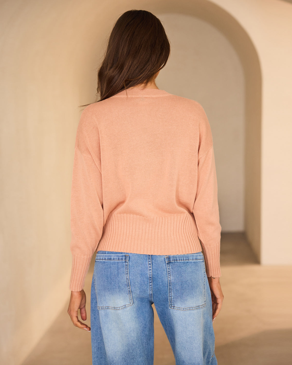 Astrid V Neck Knit - Apricot