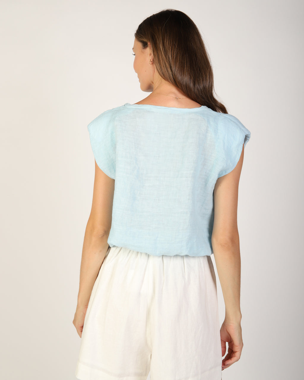 Sabrina Linen Top - Sky