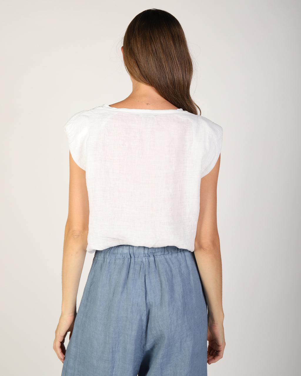 Sabrina Linen Top - White