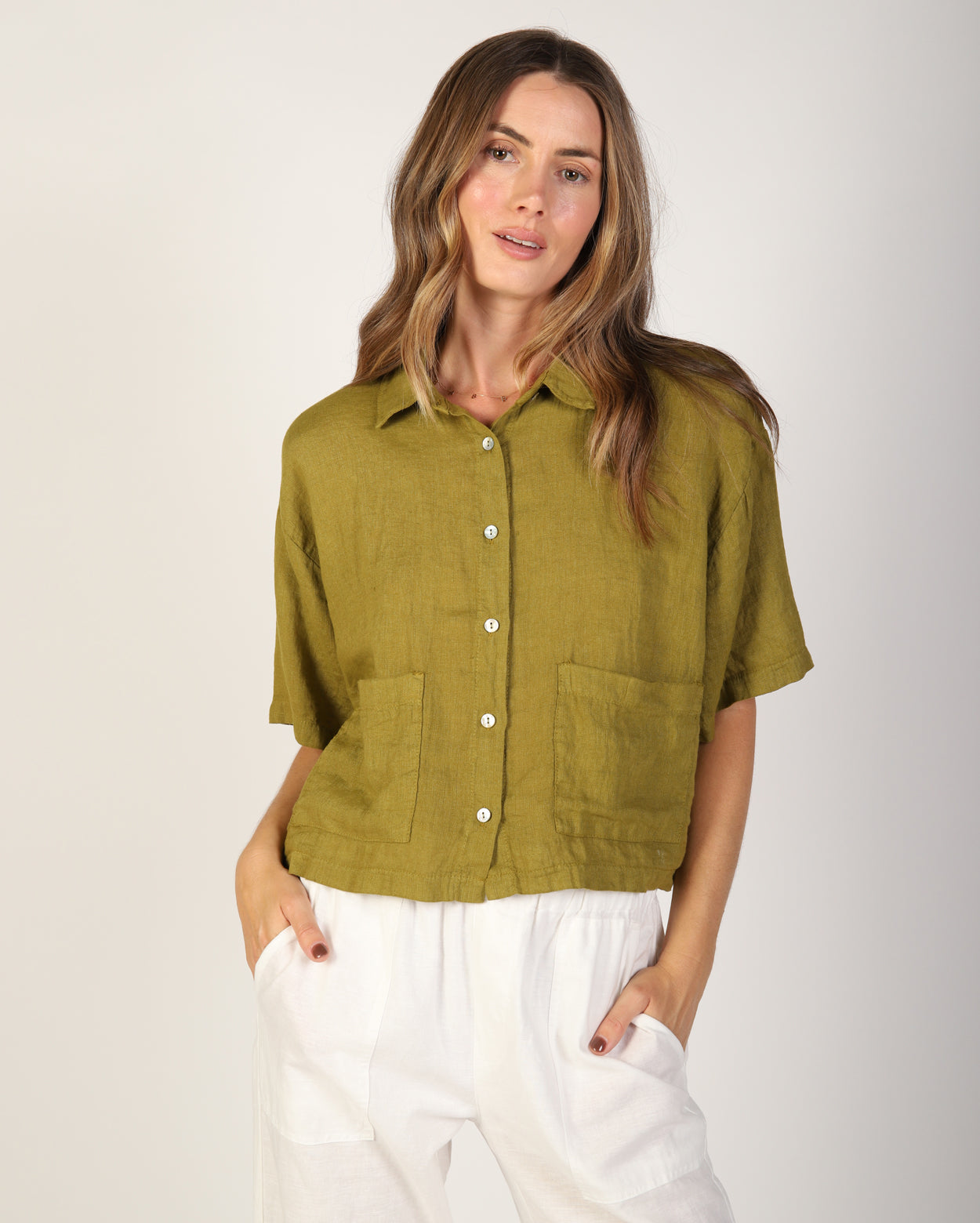 Nikki Linen Shirt - Olive