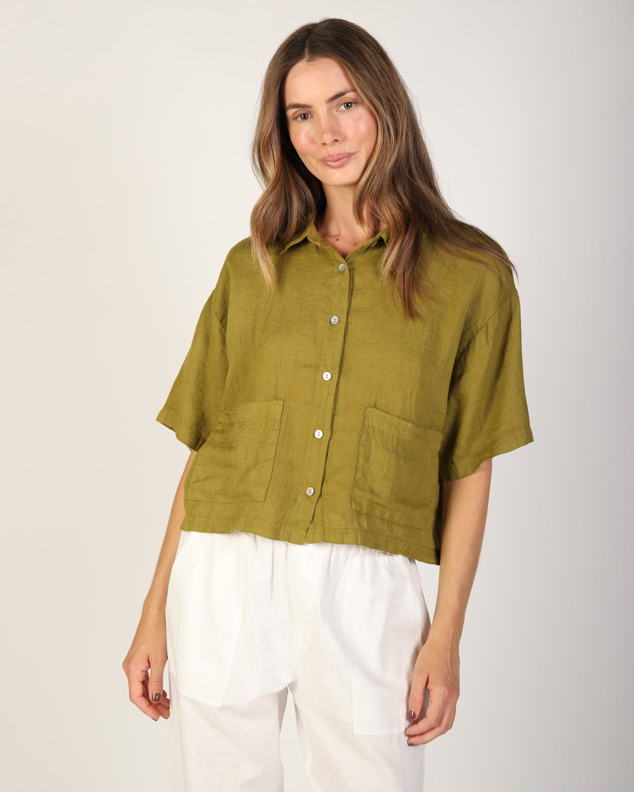 Nikki Linen Shirt - Olive