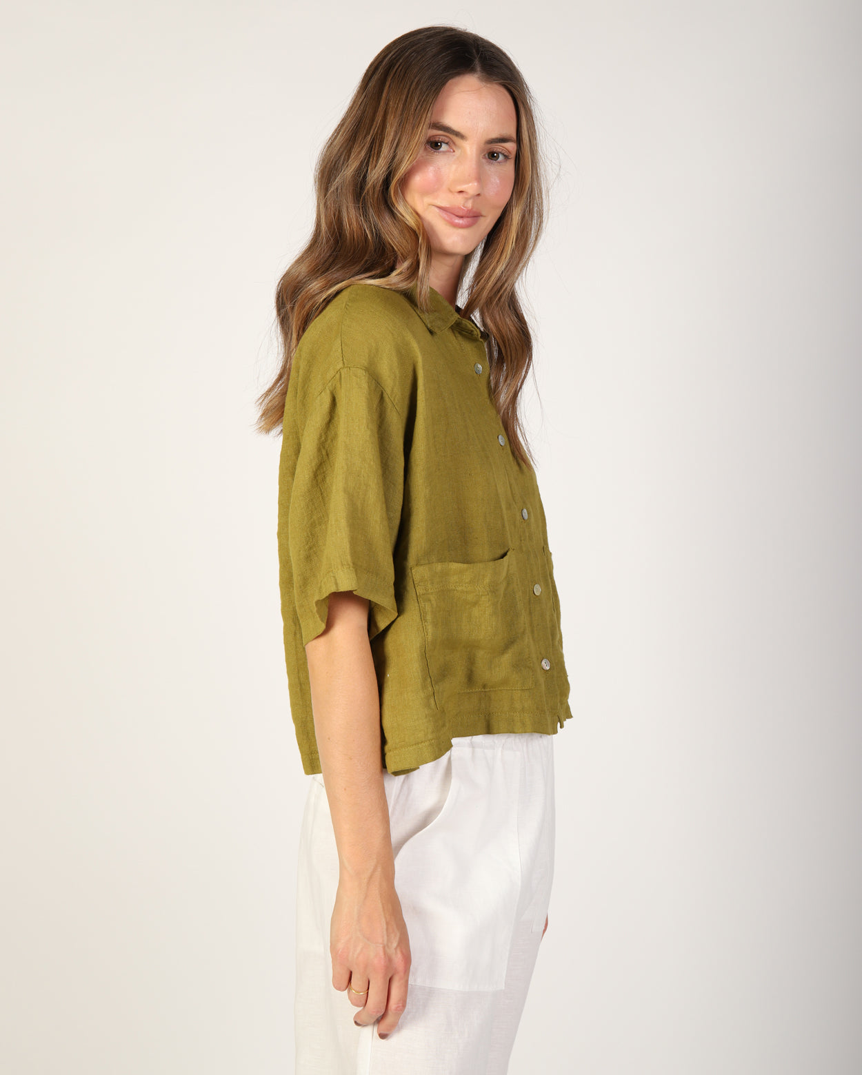 Nikki Linen Shirt - Olive