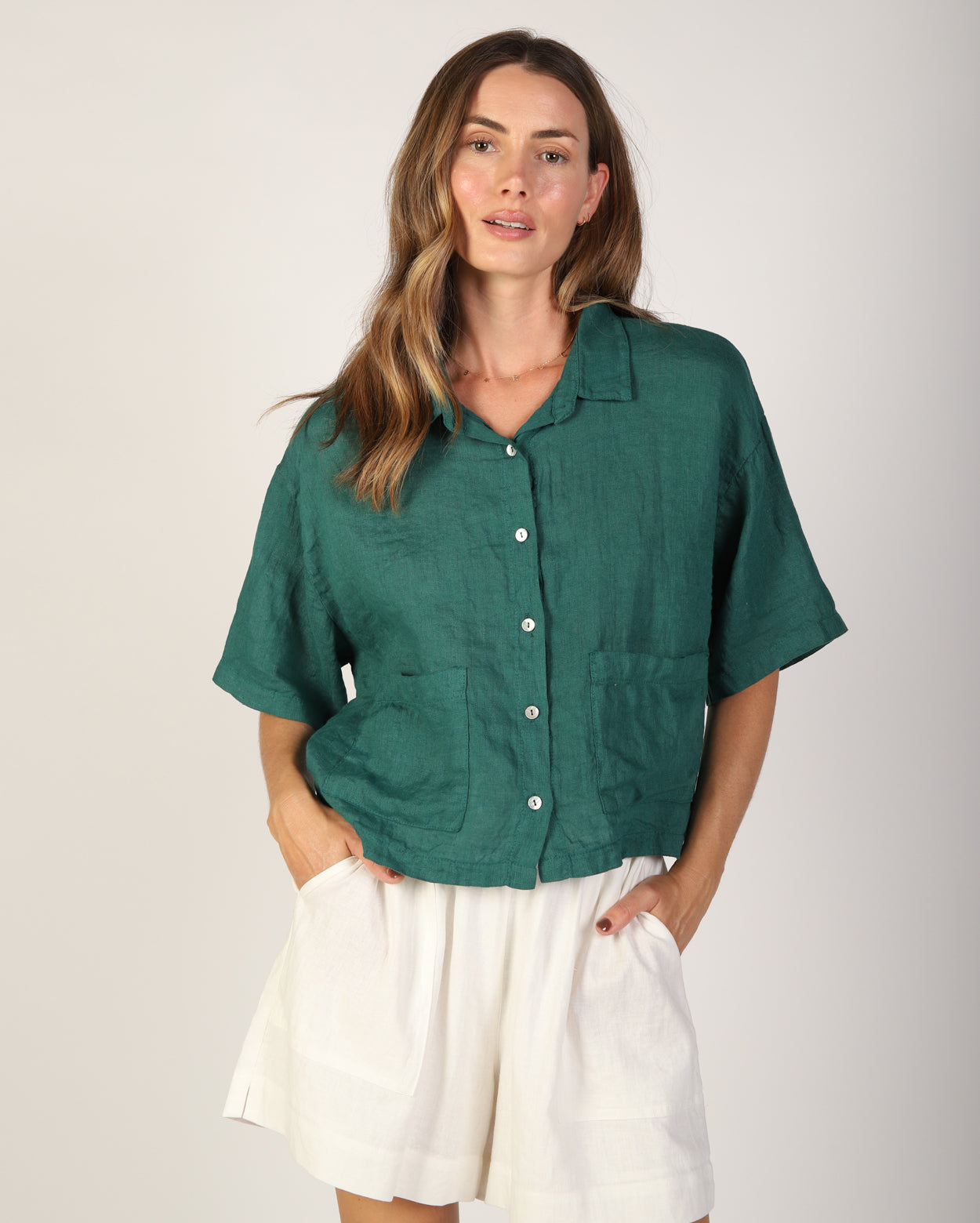 Nikki Linen Shirt - Seafoam