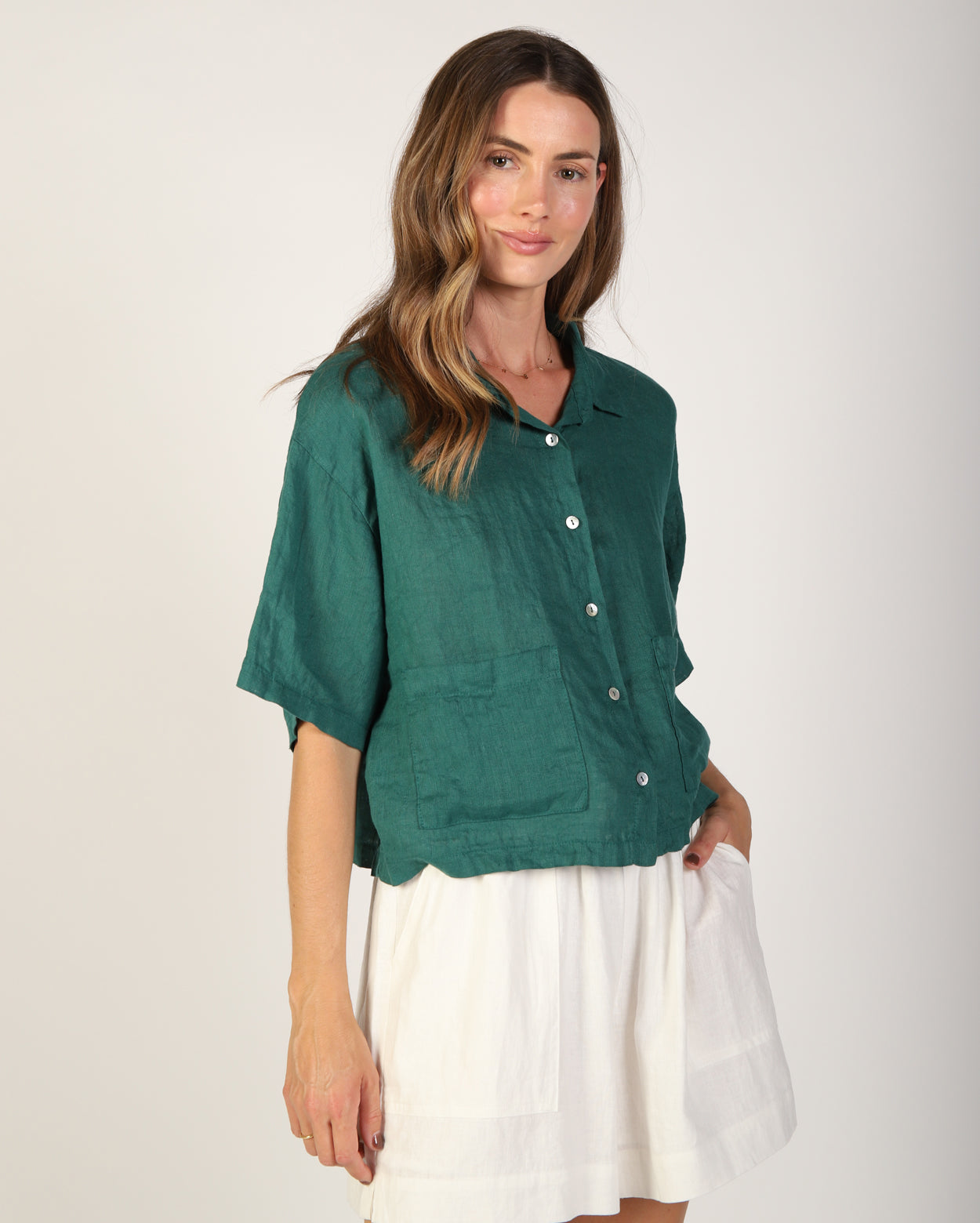 Nikki Linen Shirt - Seafoam