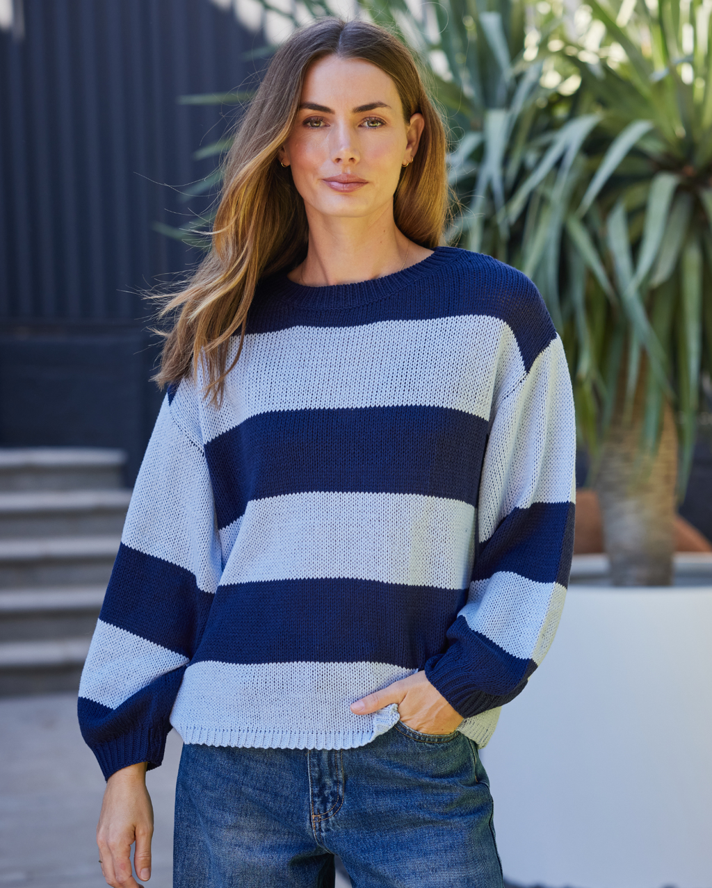 Olivia Knit - Navy Stripe