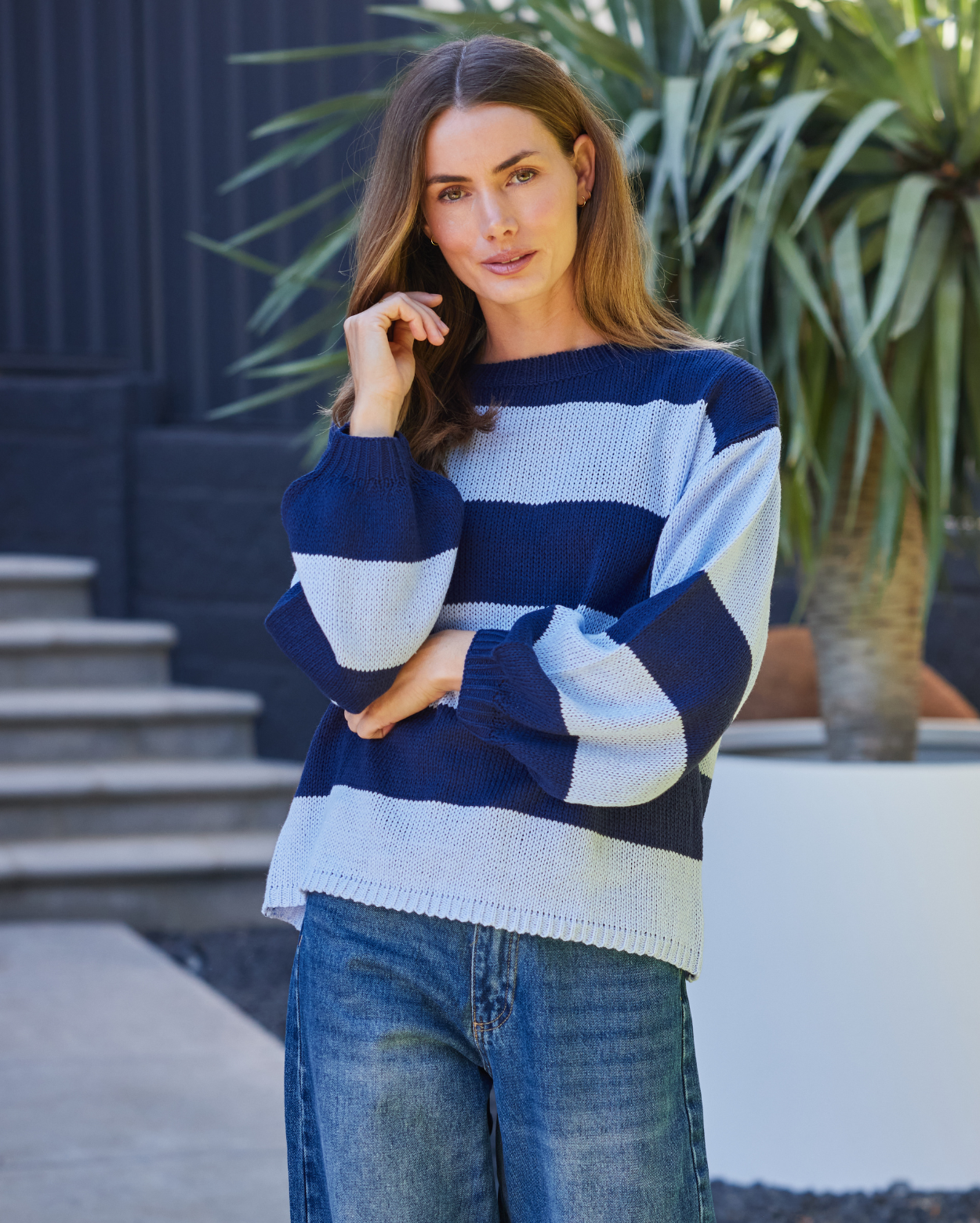 Olivia Knit - Navy Stripe