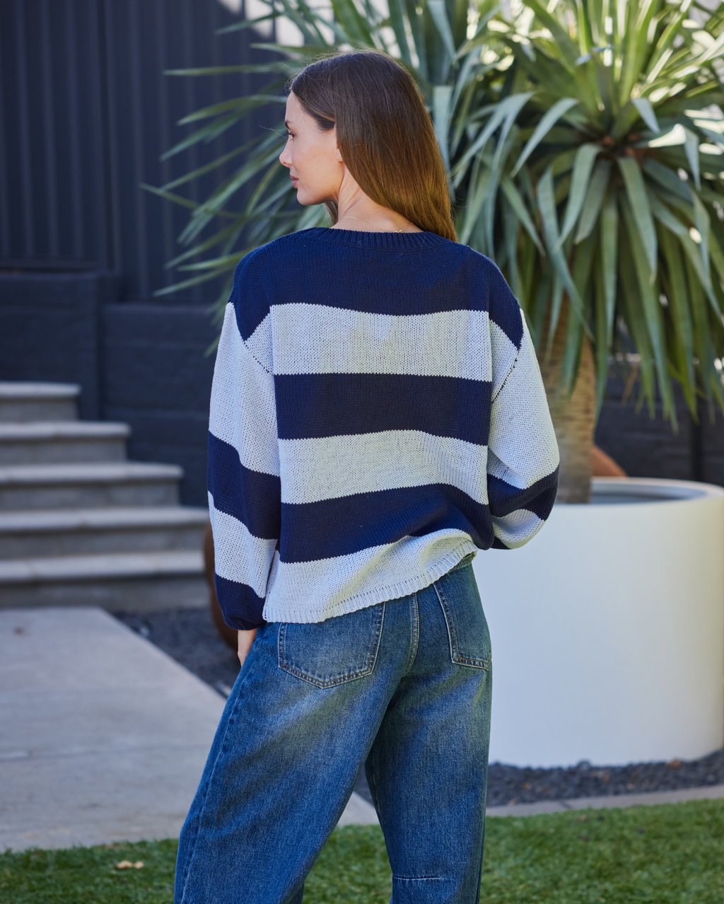 Olivia Knit - Navy Stripe