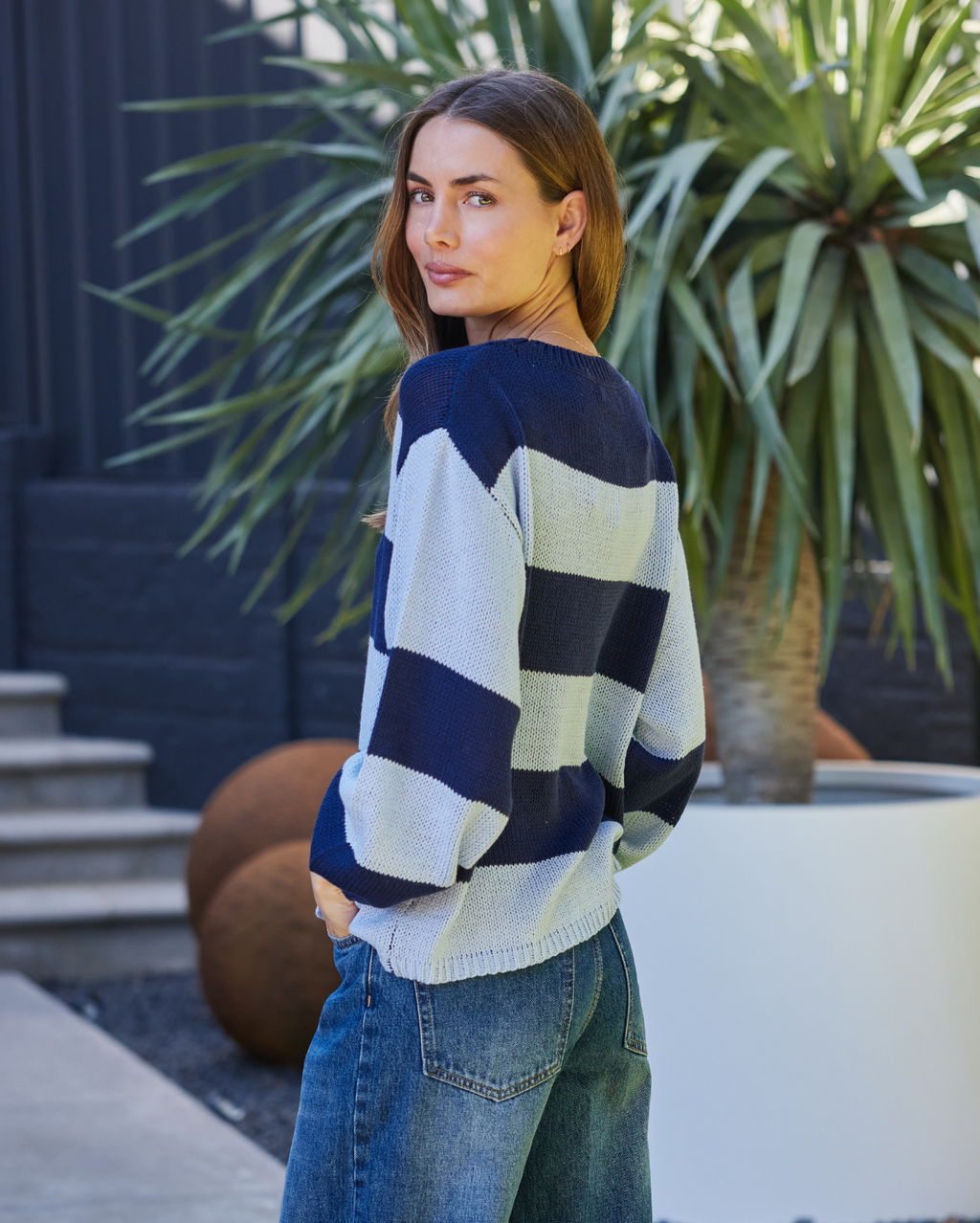 Olivia Knit - Navy Stripe