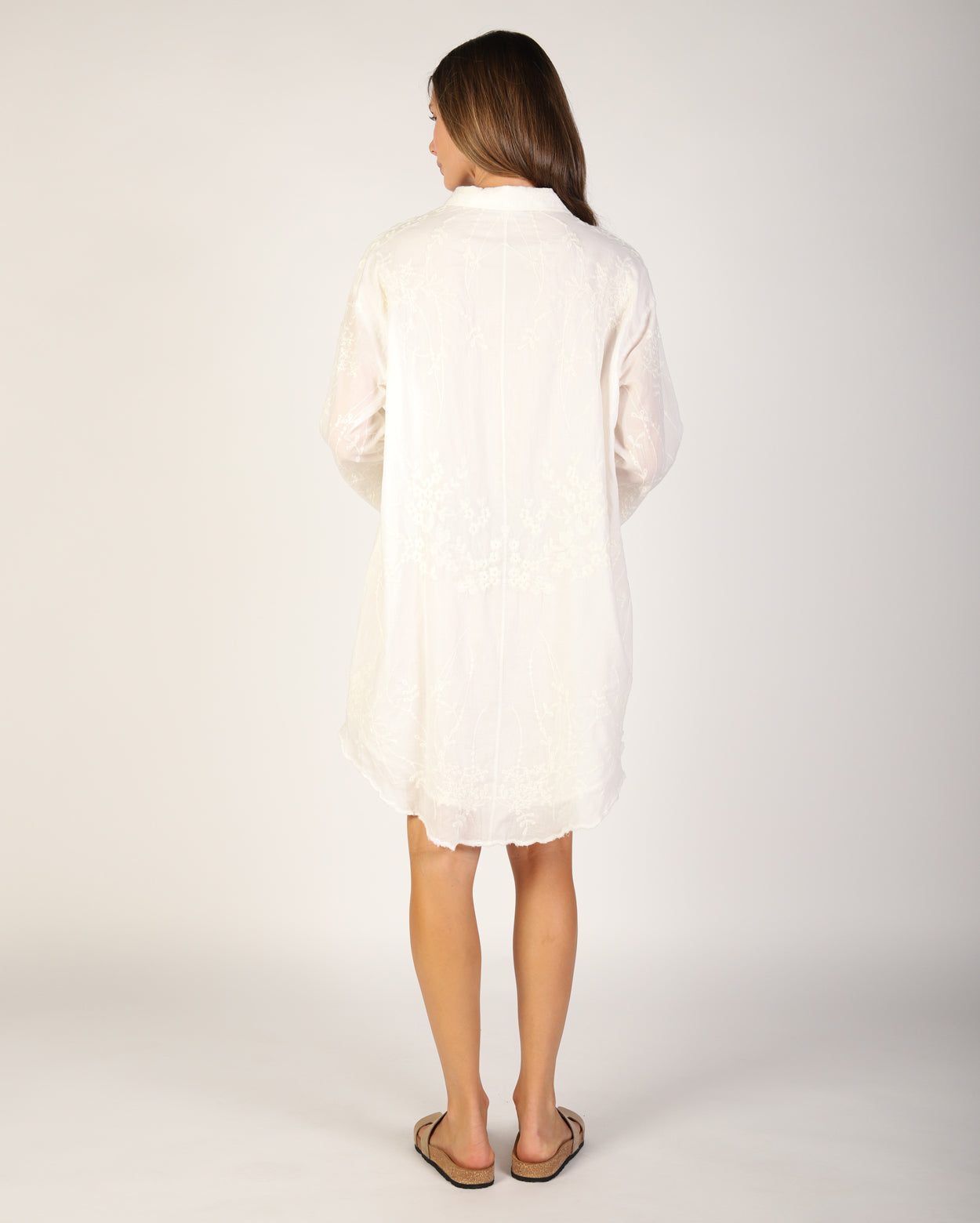 Flora Shirt Dress - White