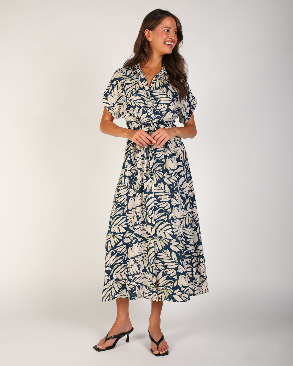 Printed Hanalei Dress - Navy Print