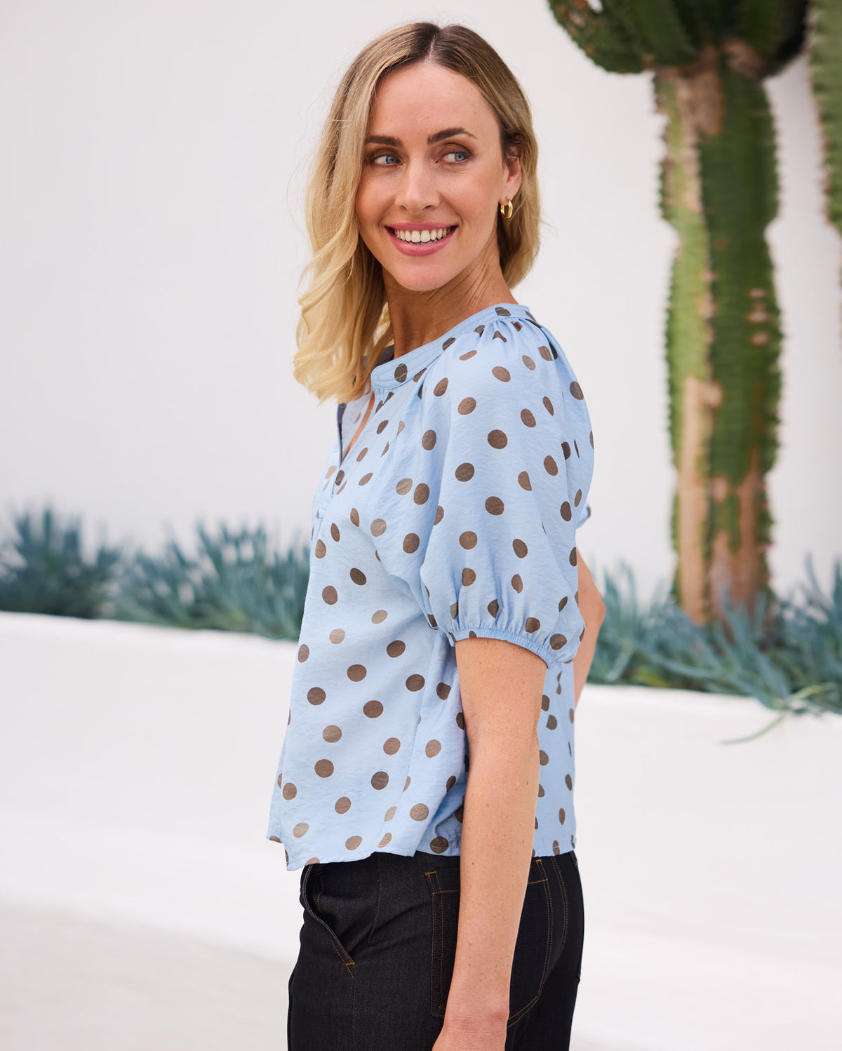 Natalie Top - Cocoa / Blue
