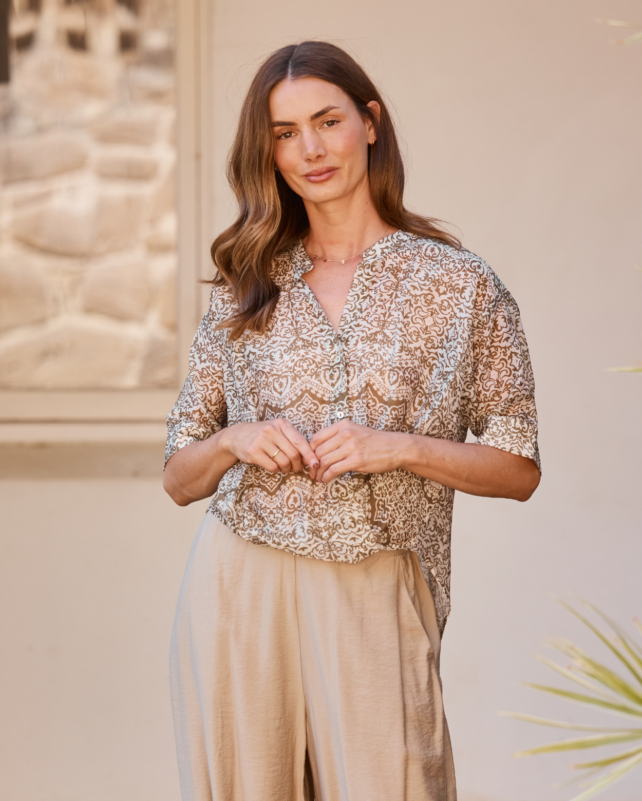 Printed Joanne Top - Olive