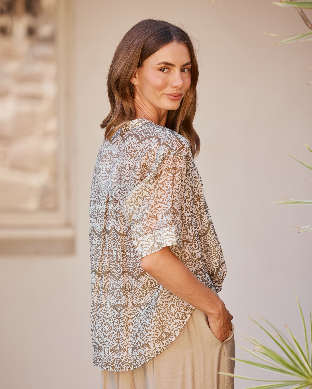 Printed Joanne Top - Olive