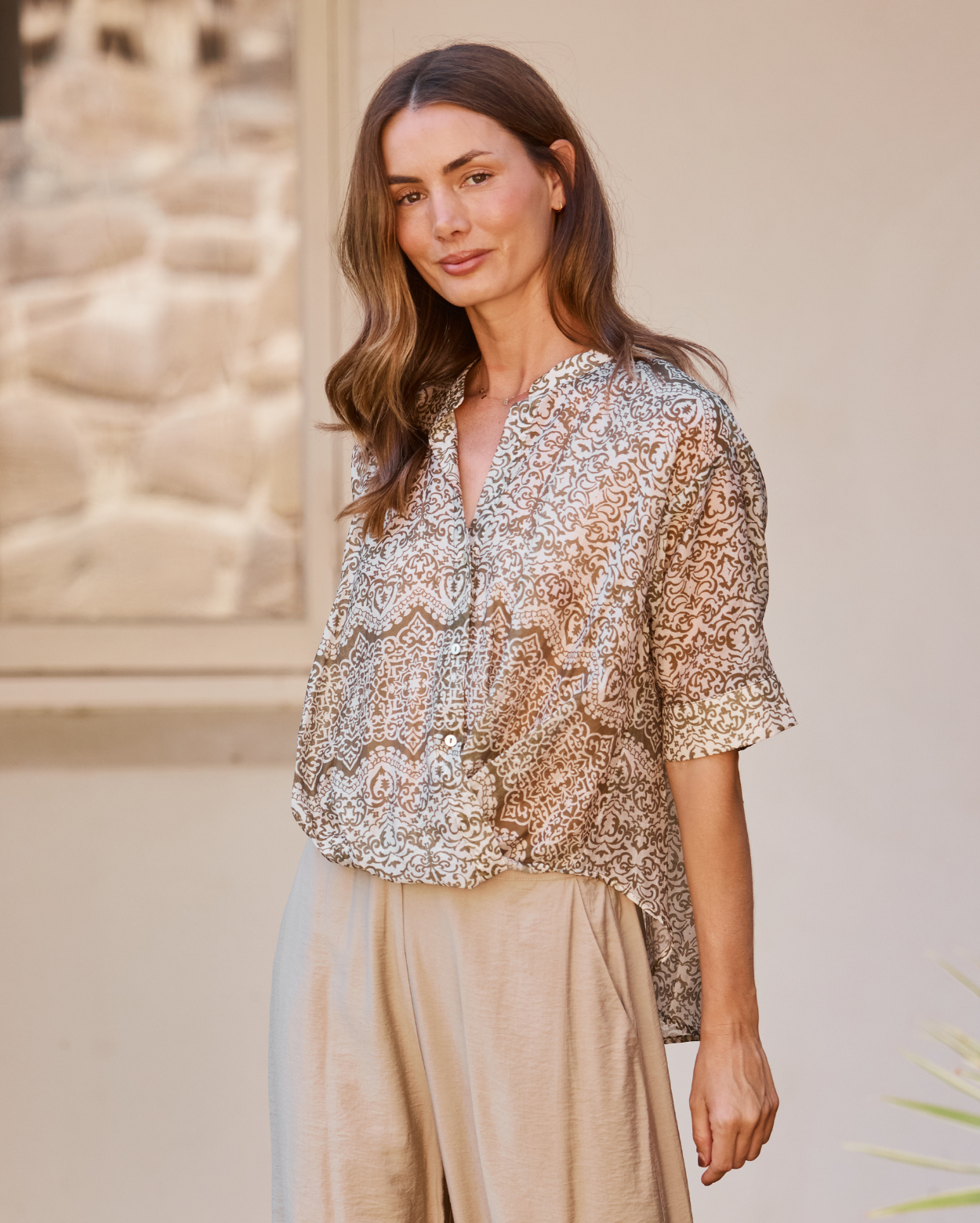 Printed Joanne Top - Olive