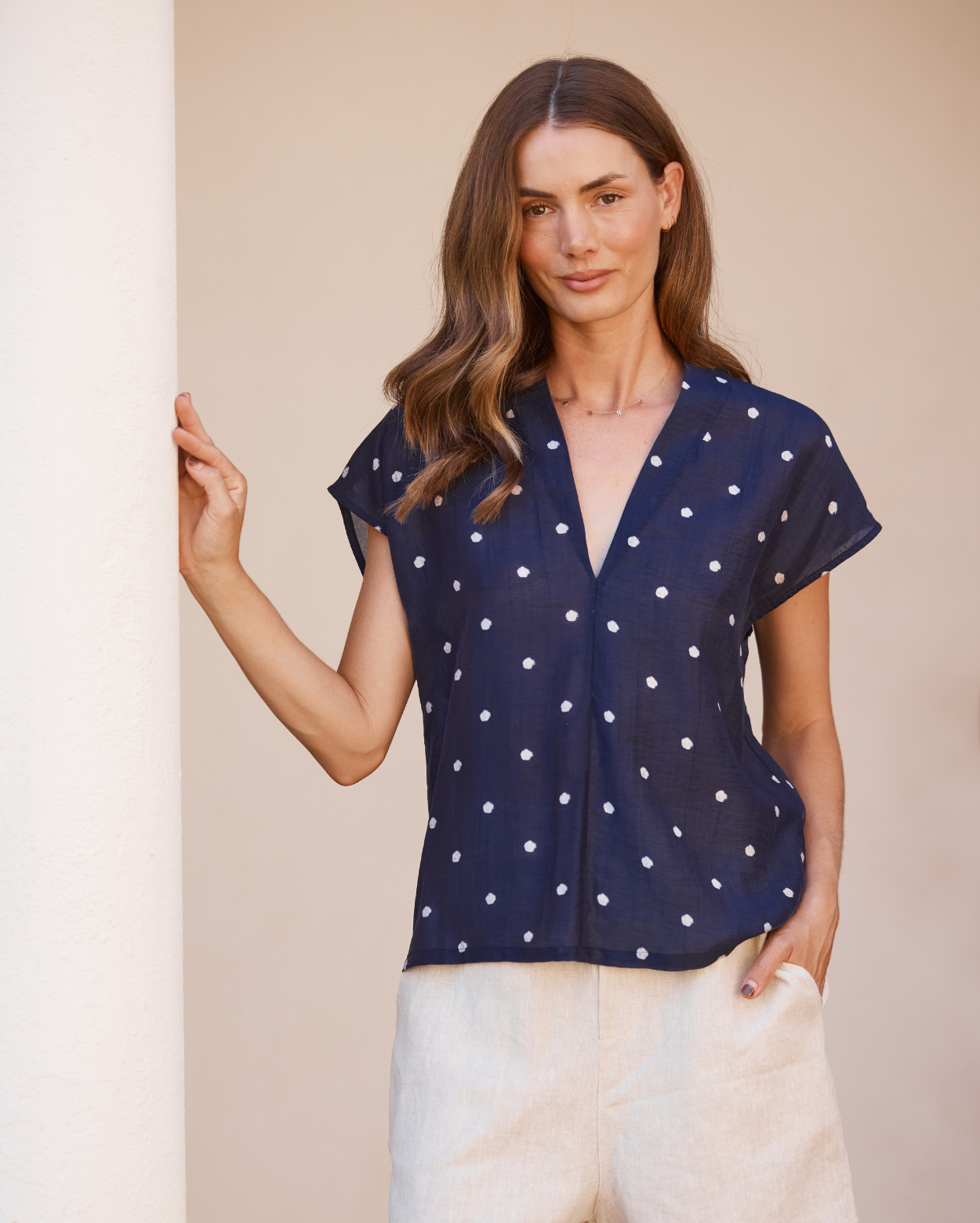Charlotte Top - Navy/White