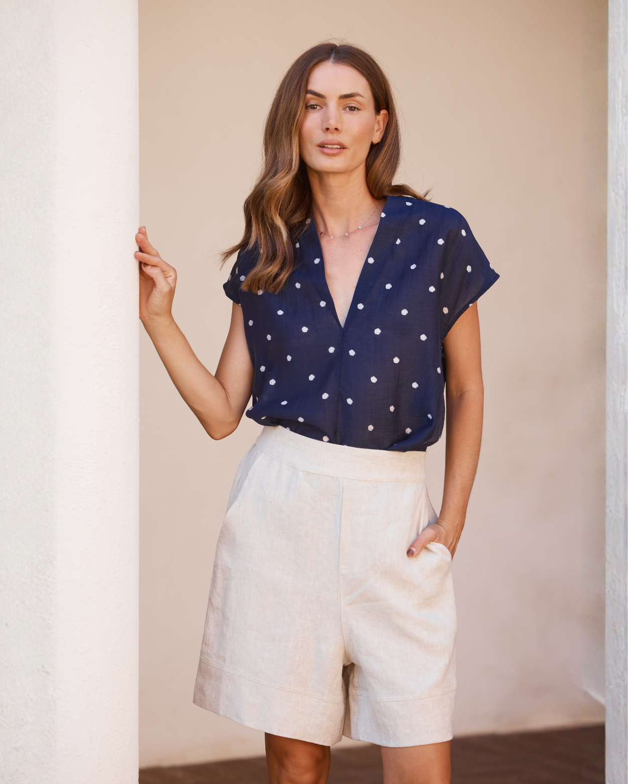 Charlotte Top - Navy/White
