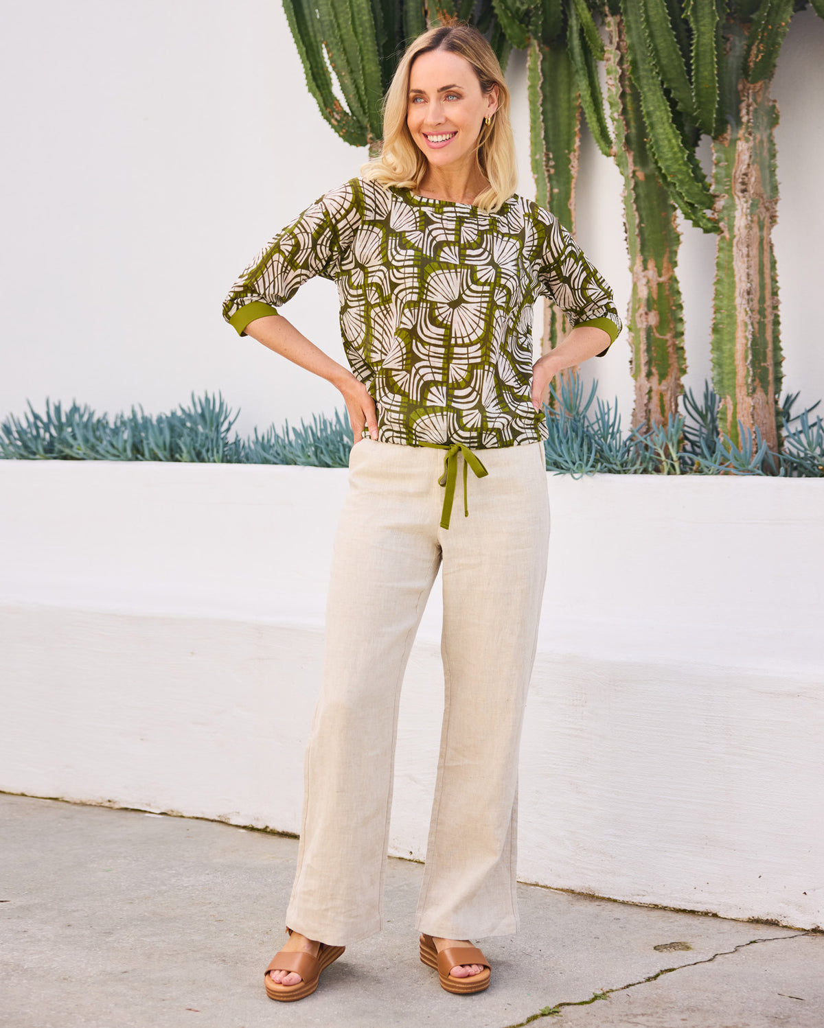 Deni Top - Olive Print