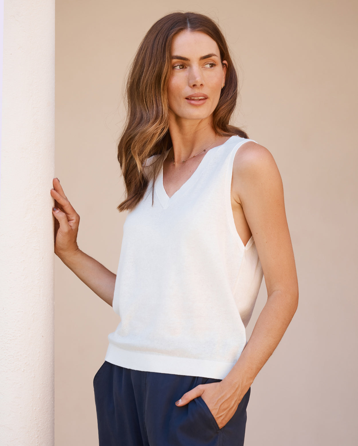 Remi Knit Vest - Ivory