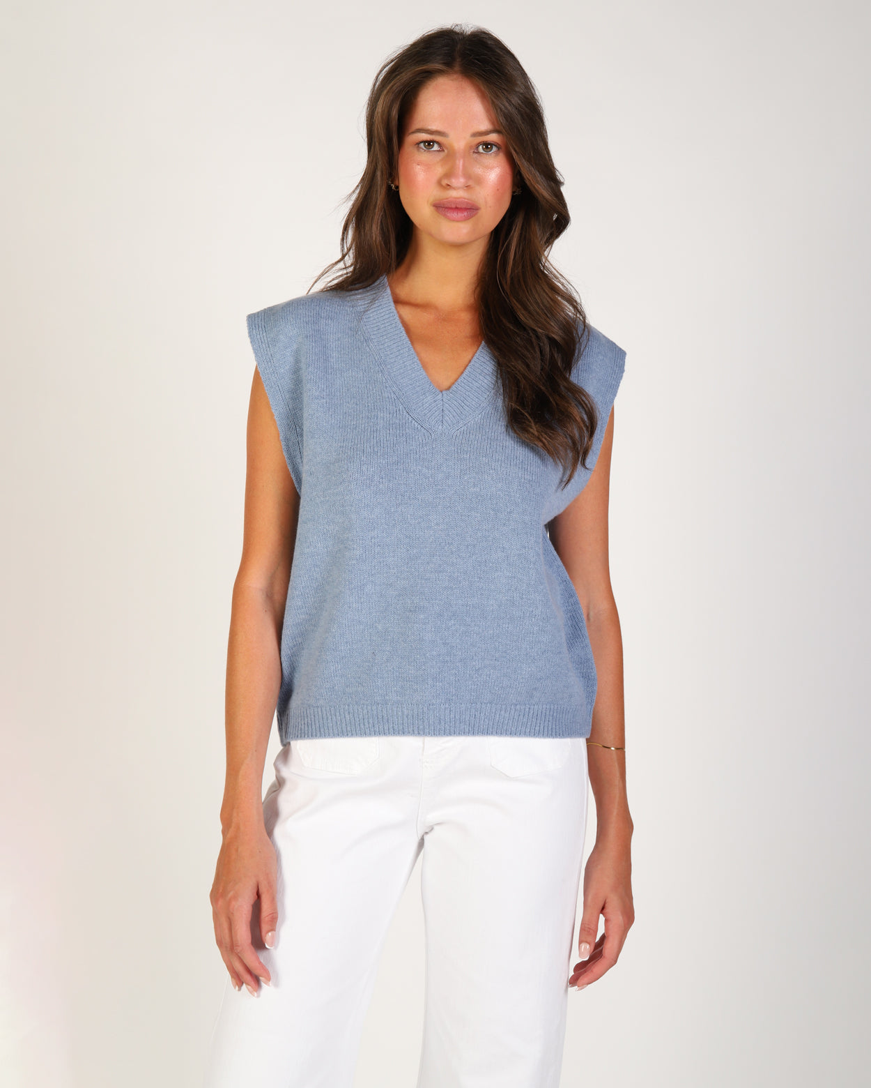 Olivia Knit Vest - Dusty Blue