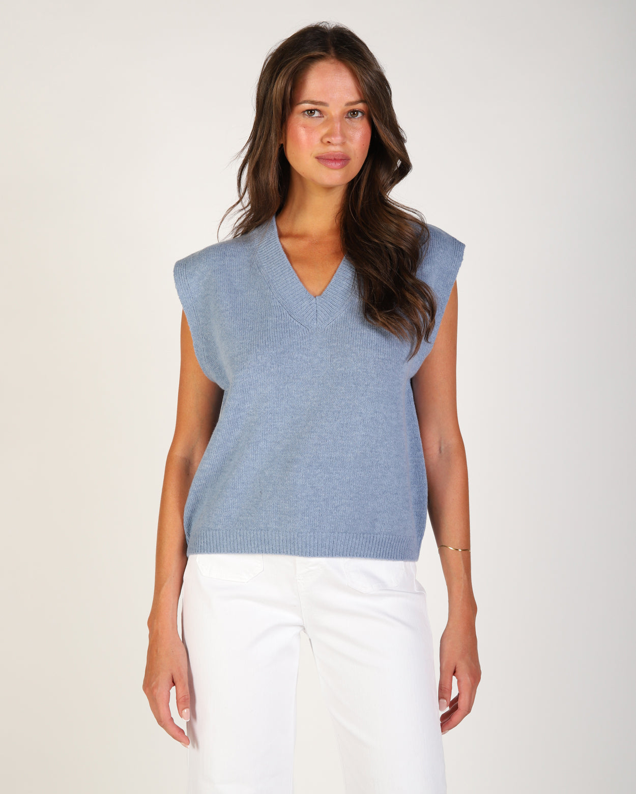 Olivia Knit Vest - Dusty Blue