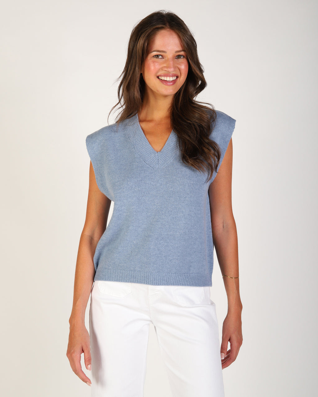 Olivia Knit Vest - Dusty Blue