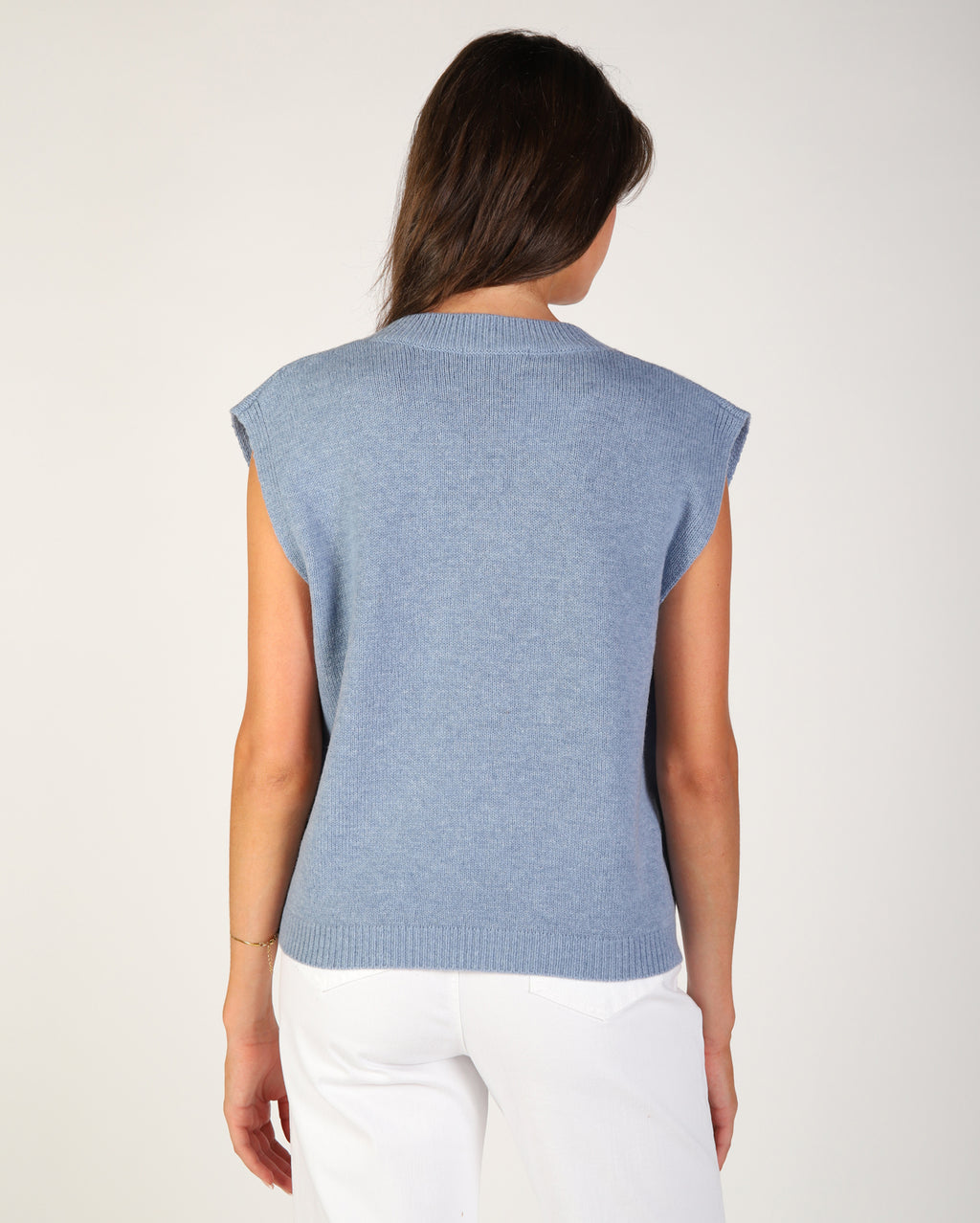 Olivia Knit Vest - Dusty Blue