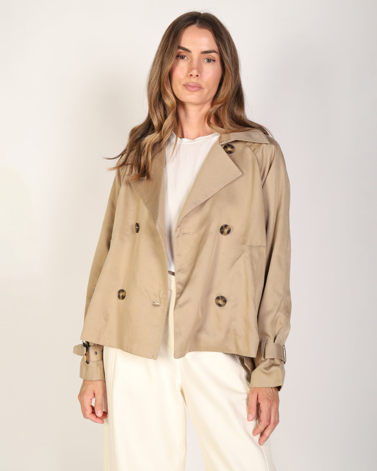 Lucie Cropped Trench - Camel